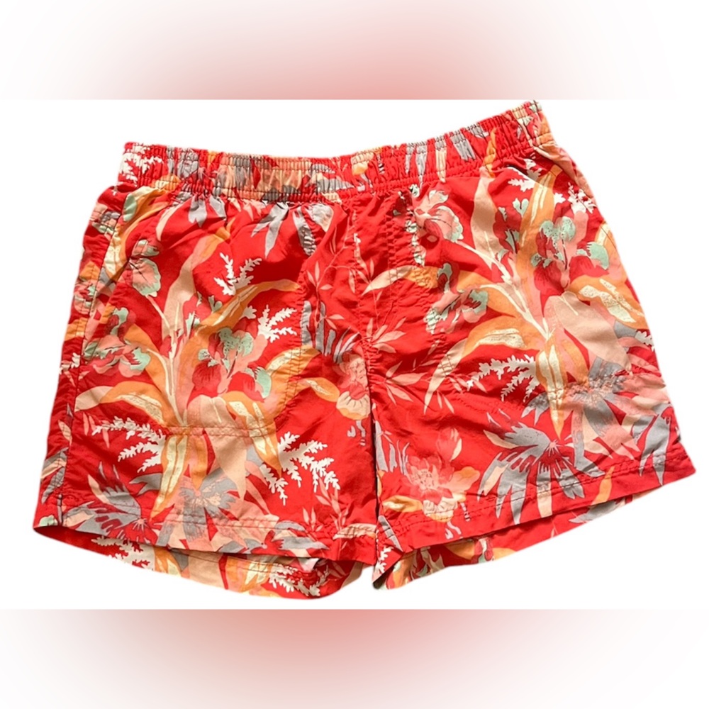 Columbia Red Tropical Print Athletic Shorts